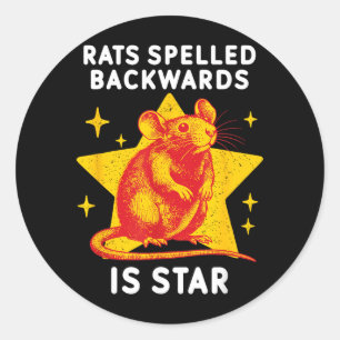 Ratten achterstevoren gespeld is ster Grappige rat Ronde Sticker
