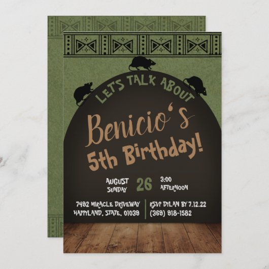 Ratten langs zijn achterverjaardagsuitnodiging kaart (Voorkant / Achterkant)