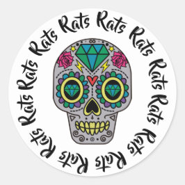 Ratten Suiker Schedel Ronde Sticker