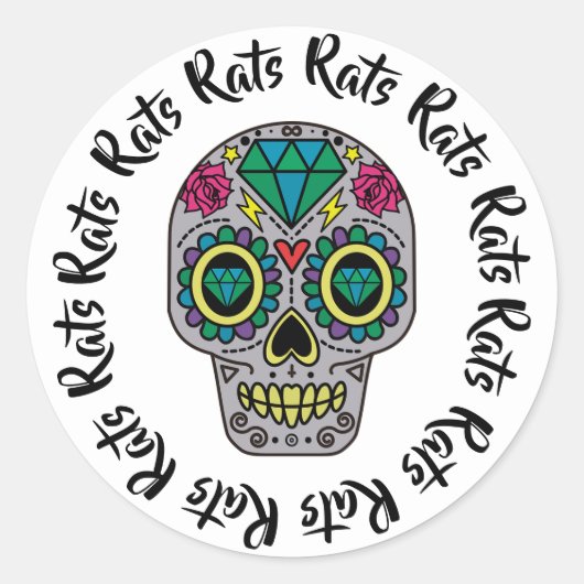 Ratten Suiker Schedel Ronde Sticker (Voorkant)