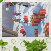 Rattenterriër loopt in de sneeuw met kerst Pet Theedoek (Gevouwen)