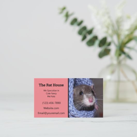 Ratterij voor roze ratten visitekaartje (Staand voorkant)