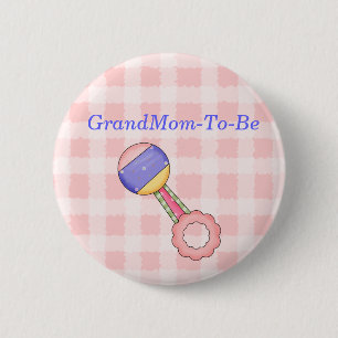 Rattle Baby shower Grandmoeder Pin Button