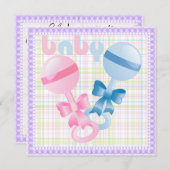 Rattles Bébé Genre Reveal Party Invitation (Devant / Derrière)