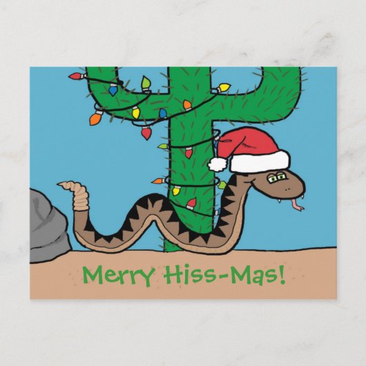 Rattlesnake Christmas Cactus Post Cards Feestdagenkaart (Voorkant)