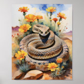 Rattlesnake Zuidwest Waterverf Poster (Voorkant)