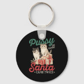Raunchy Christmas Cat Graphic Funny Gag Prank Humo Sleutelhanger (Voorkant)