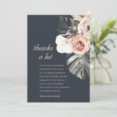 RAUST NAVY MONSTERA WATERVERF FLORAL WEDING BEDANKKAART (Staand voorkant)