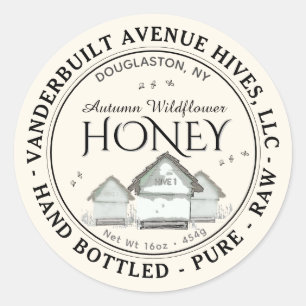 Rauwe Autumn Wildflower Honey Hives Little Bees Ronde Sticker