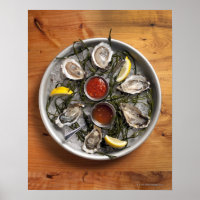Rauwe oesters gerangschikt