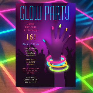 Rave Glow in the Dark Party Invitations Kaart