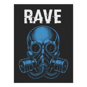 Rave Schedel Gas Masker Perfect Poster