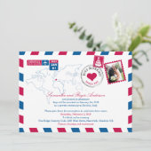 Ravello Italy Airmail Post Wedding Reception Kaart (Staand voorkant)