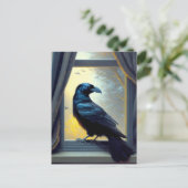 raven aan het raam briefkaart (Staand voorkant)