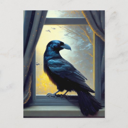 raven aan het raam briefkaart (Voorkant)