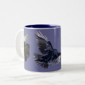 Raven aflopend tweekleurige koffiemok (Voorkant links)