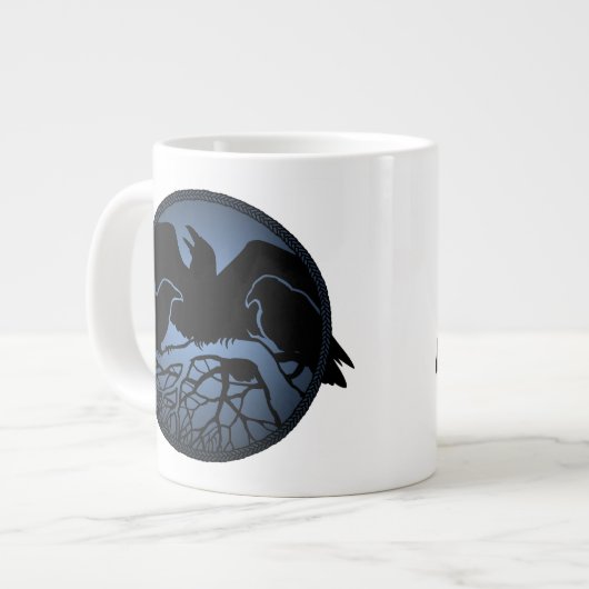 Raven Art Cup Native Art Raven Coffee Mok Cup (Voorkant links)