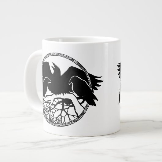Raven Art Jumbo Mokken Cool Crow Art Cups en Mokke (Voorkant links)