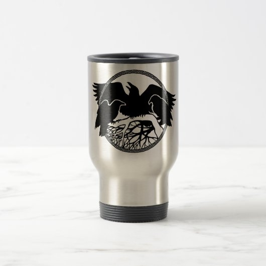 Raven Art Mok Wild Bird Travel Mug Raven Mokken (Center)