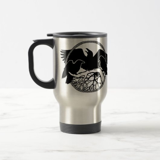 Raven Art Mok Wild Bird Travel Mug Raven Mokken (Links)