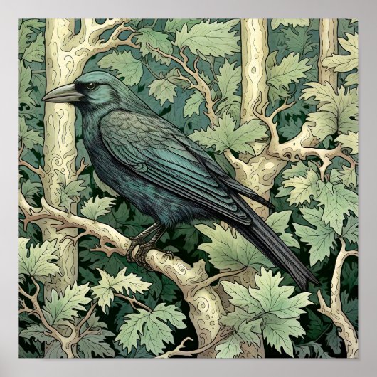 Raven Art Print, Zwarte Vogel, Dierenkunst Poster (Voorkant)