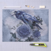 Raven Bird Blue Roos Whimsical Decoupage Tissuepapier (Craft)