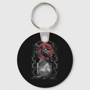 Raven Bird Gothic Raven Art Cemetery Fantasy Sleutelhanger