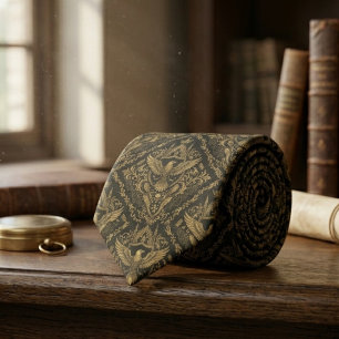 Raven Bird Gothisch Patroon – Dark Academia Cadeau Stropdas