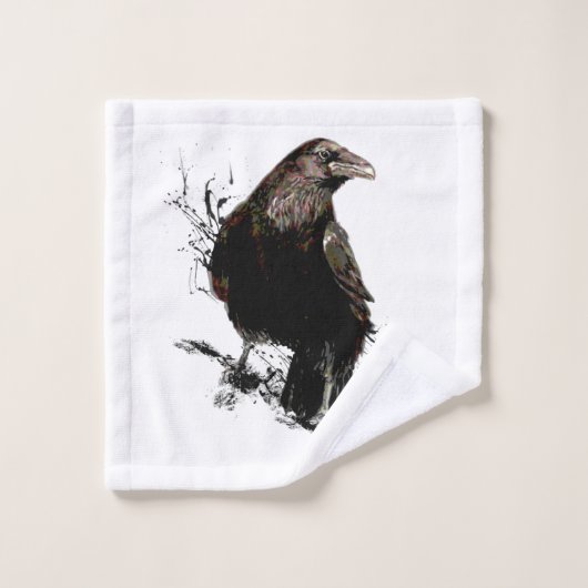 Raven Bird Graphisme Art Faune Art Animal Art (Gant de toilette)