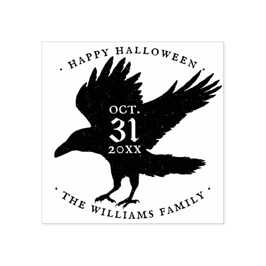 Raven Bird Halloween Grunge Zelfinkt Rubberstempel (Afrduk)