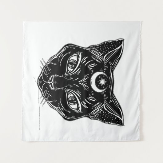 Raven Black Cat Design Backdrop Wandkleed (Voorkant (horizontaal))