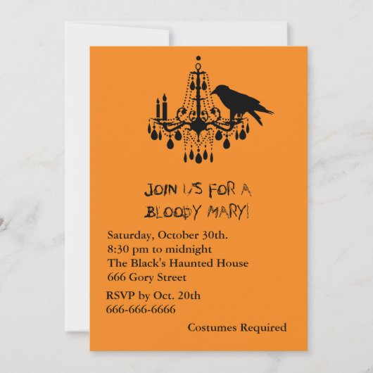 Raven Black Halloween Invitation Kaart (Voorkant)