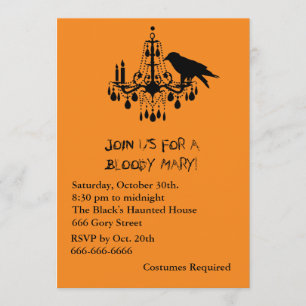 Raven Black Halloween Invitation Kaart