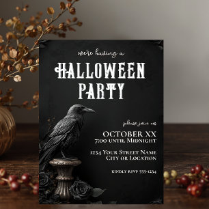 Raven & Black Rose Gotische Halloween-feest Kaart