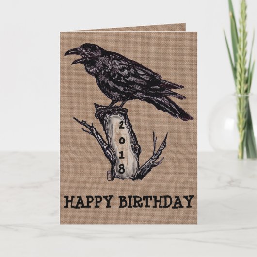 Raven Burlap Verjaardag Kaart Personaliseren, Datu (Voorkant)