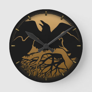 Raven Clock Native Raven Art Wall Clock Bird Gift Ronde Klok