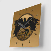 Raven Clock Native Raven Art Wall Clock Bird Gift Vierkante Klok (Hoek)