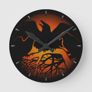 Raven Clock Native Raven Art Wall Clocks & Gifts Ronde Klok