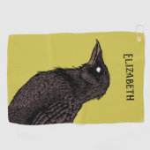 Raven Creepy Crow Bright Gothic Ink Art Name Golfhanddoek (Horizontaal)