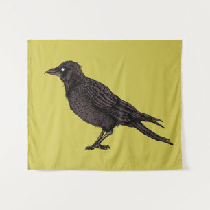 Raven Creepy Crow Bright Gothic Ink Art Wandkleed