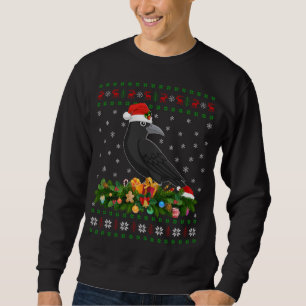 Raven Crow Bird Lover Xmas Santa Hat Ugly Crow Chr Trui