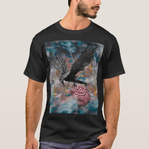 Raven Crow Black Bird Brain Abstracte surrealistis T-shirt