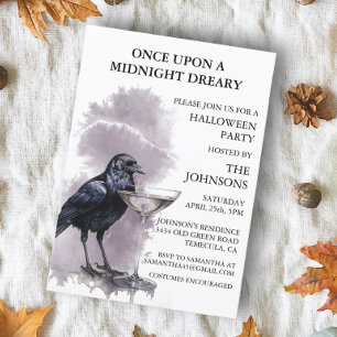 Raven Crow Cocktail Halloween Feest Kaart