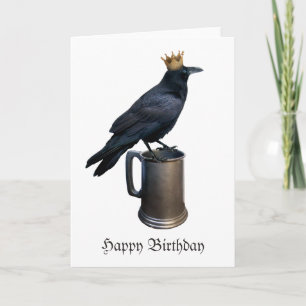 Raven Crown Stein Birthday Card Kaart