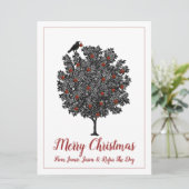 Raven decorates kerstboom feestdagenkaart (Staand voorkant)