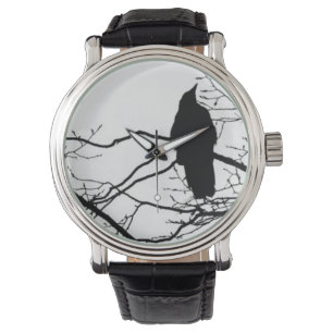Raven - dichter bij een boomtak horloge