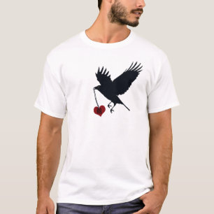 Raven die weg vliegen met gemongrammeerd hart t-shirt
