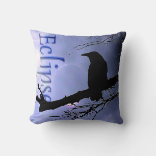 Raven Eclipse in Blue met boom van Aexandra Cook Kussen