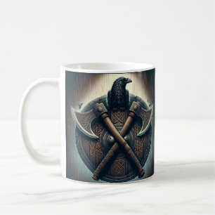 Raven en bijlen - Noorse Warrior Shield Wall Art Koffiemok