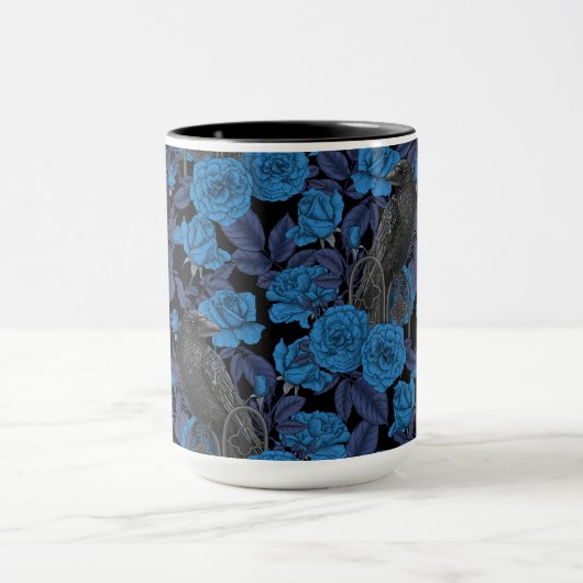 Raven en blauwe rozen mok (Midden)